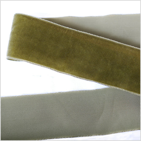 Single Faced Velvet Ribbon Made in Italy - 1.5" - Moss Green - Sabine Collection
