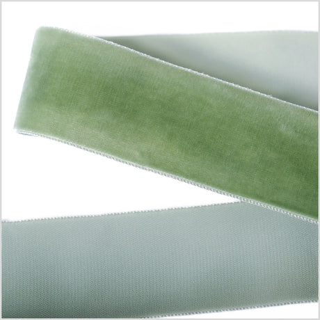 Single Faced Velvet Ribbon Made in Italy - 1.5" - Light Green - Sabine Collection