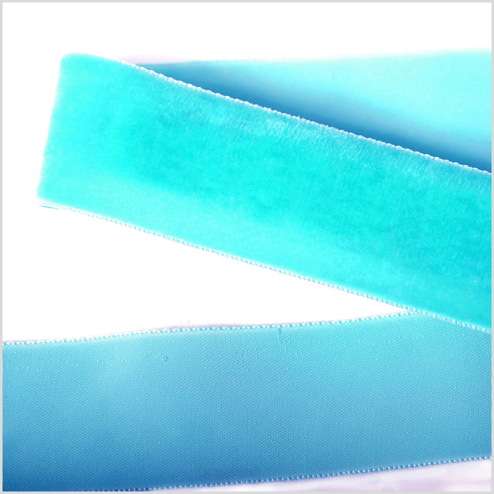 Single Faced Velvet Ribbon Made in Italy - 1.5" - Turquoise - Sabine Collection