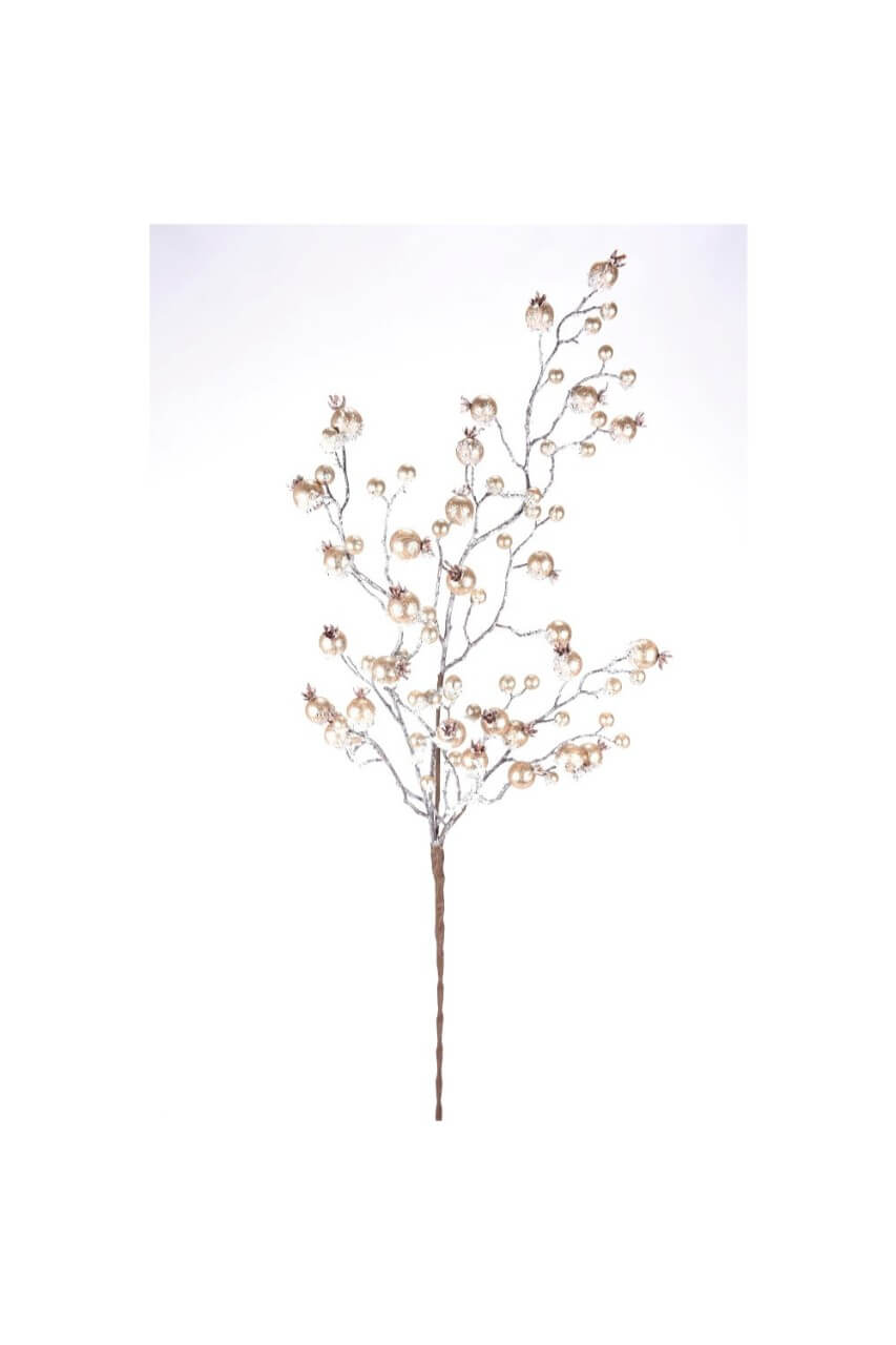 38” Champagne Gilded Frosted Crabapple Christmas Spray
