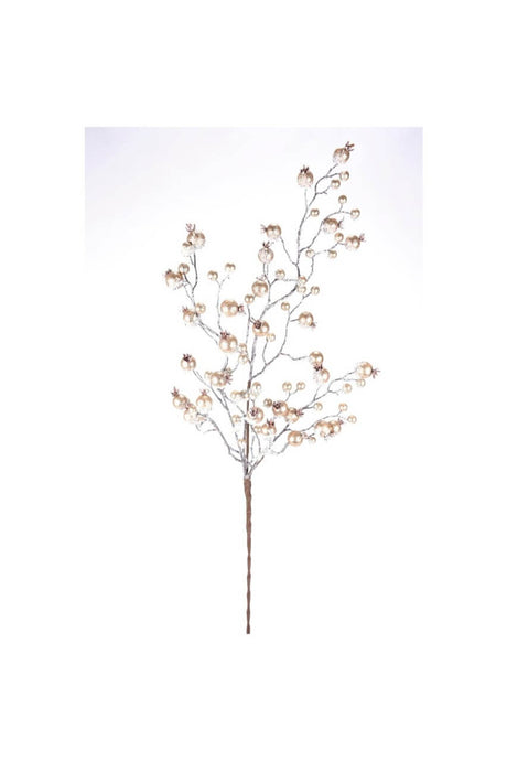 38” Champagne Gilded Frosted Crabapple Christmas Spray