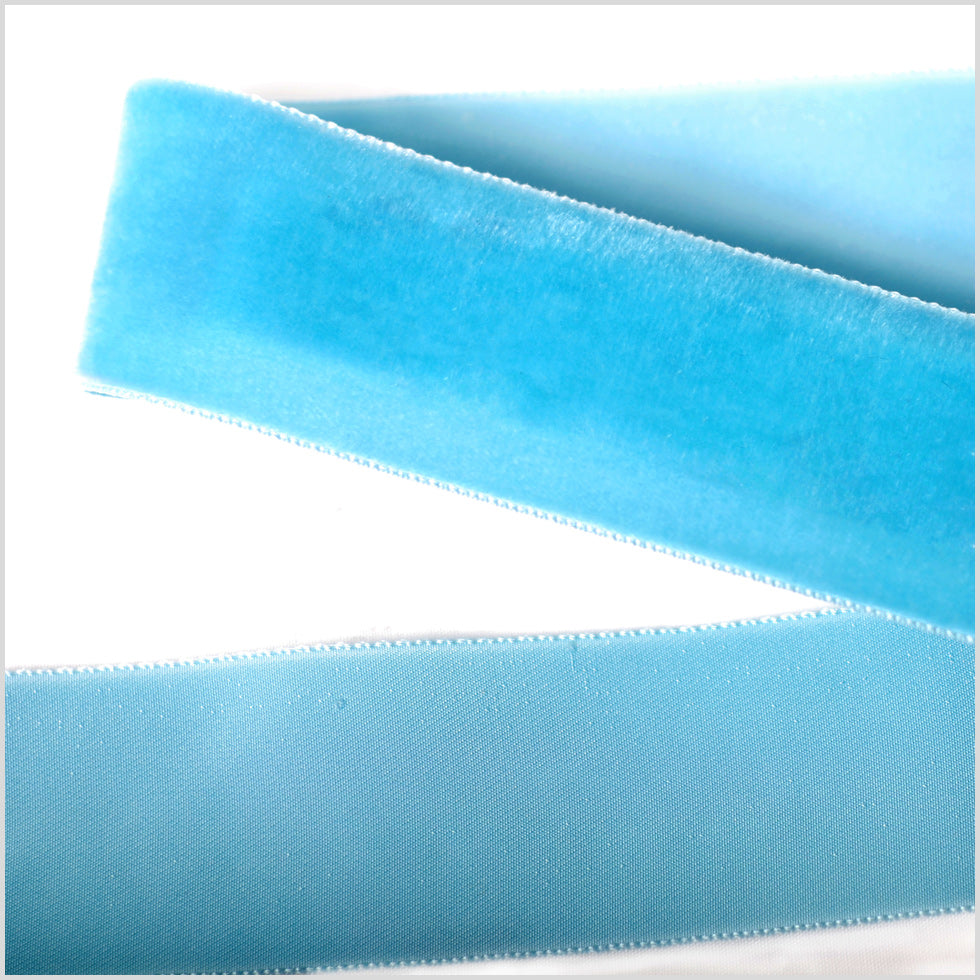 Single Faced Velvet Ribbon Made in Italy - 1.5" - Sky Blue - Sabine Collection