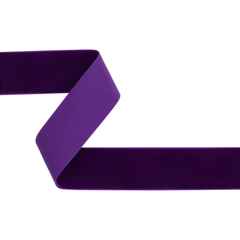 Single Faced Velvet Ribbon Made in Italy - 1.5" - Purple - Sabine Collection