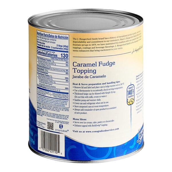 J. Hungerford Smith Caramel Fudge Topping #10 Can - 6/Case