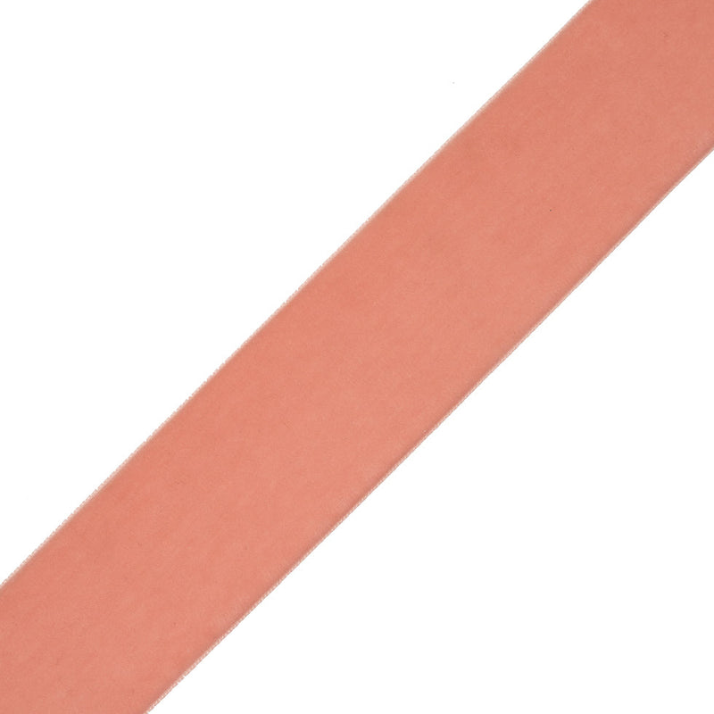 Single Faced Velvet Ribbon Made in Italy - 2" - Coral - Sabine Collection
