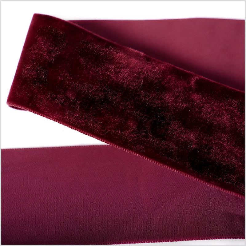 Single Faced Velvet Ribbon Made in Italy - 2" - Wine - Sabine Collection