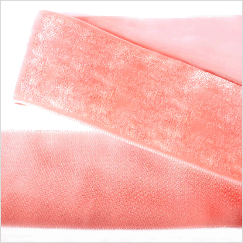 Single Faced Velvet Ribbon Made in Italy - 2" - Light Peach - Sabine Collection