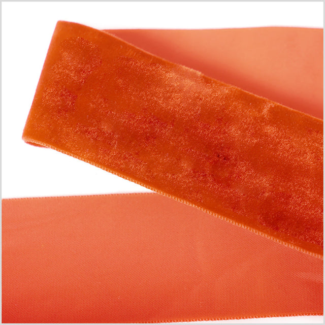 Single Faced Velvet Ribbon Made in Italy - 2" - Copper - Sabine Collection