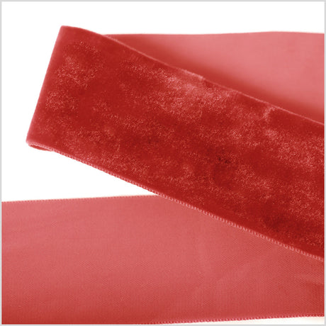 Single Faced Velvet Ribbon Made in Italy - 2" - Red - Sabine Collection
