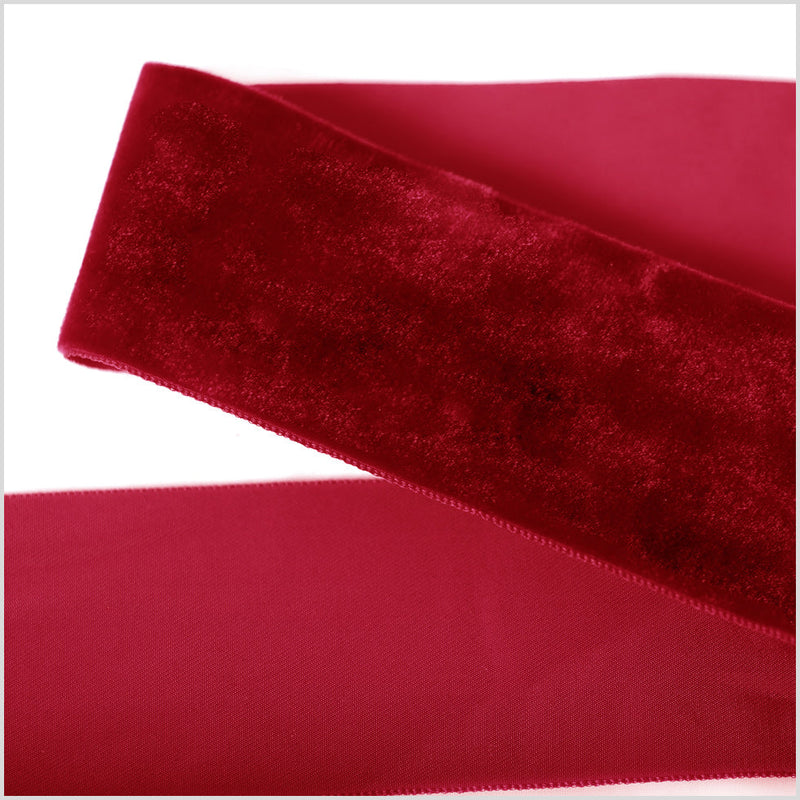 Single Faced Velvet Ribbon Made in Italy - 2" - Rouge Red - Sabine Collection