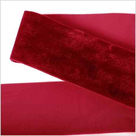 Single Faced Velvet Ribbon Made in Italy - 2" - Rouge Red - Sabine Collection
