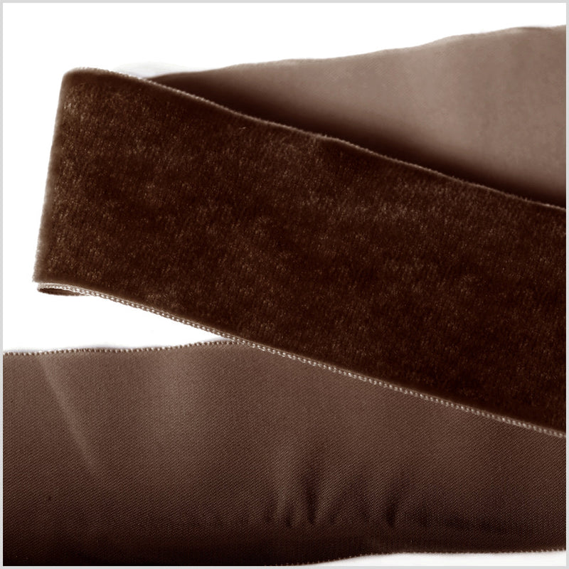Single Faced Velvet Ribbon Made in Italy - 2" - Brown - Sabine Collection