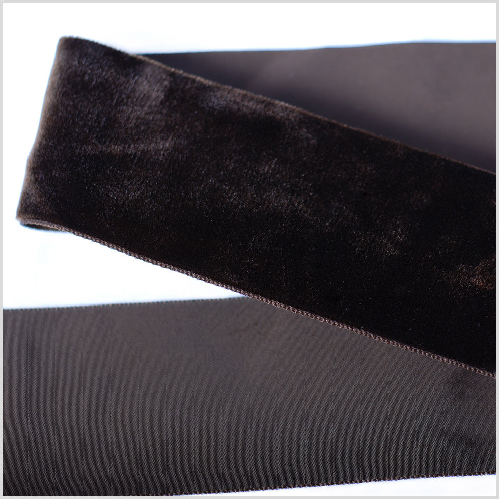 Single Faced Velvet Ribbon Made in Italy - 2" - Chocolate - Sabine Collection