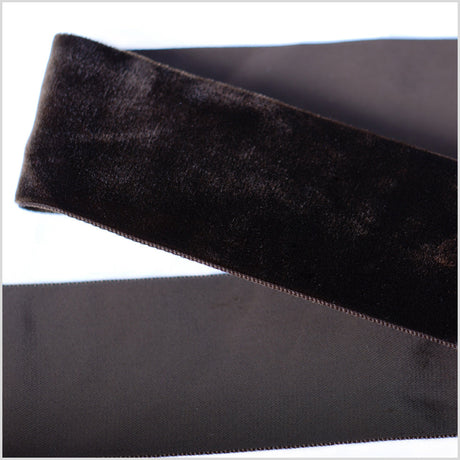 Single Faced Velvet Ribbon Made in Italy - 2" - Chocolate - Sabine Collection