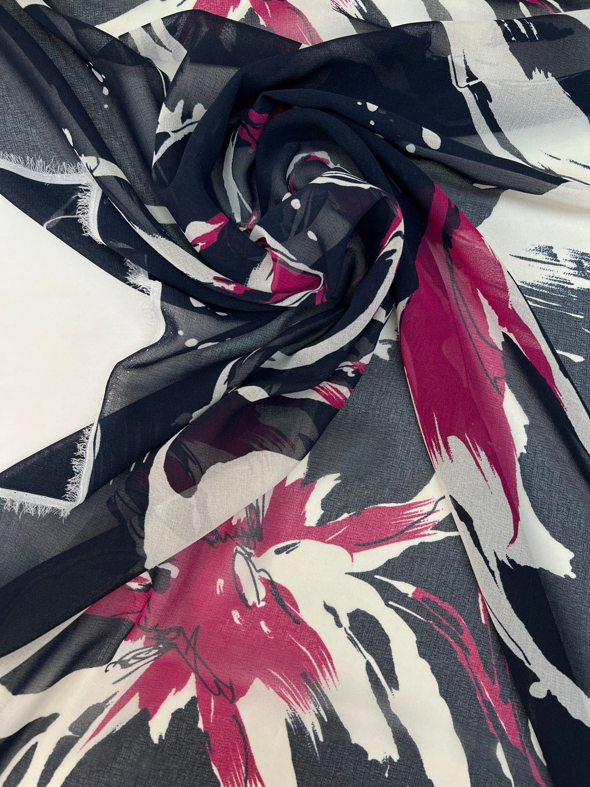 Polyester Chiffon Crepe Printed Blue-Pink