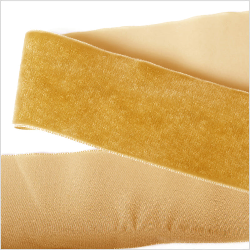 Single Faced Velvet Ribbon Made in Italy - 2" - Old Gold - Sabine Collection