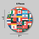 8 Ct. Flags of All Nations Paper Dessert Plates 7" International Party Plates