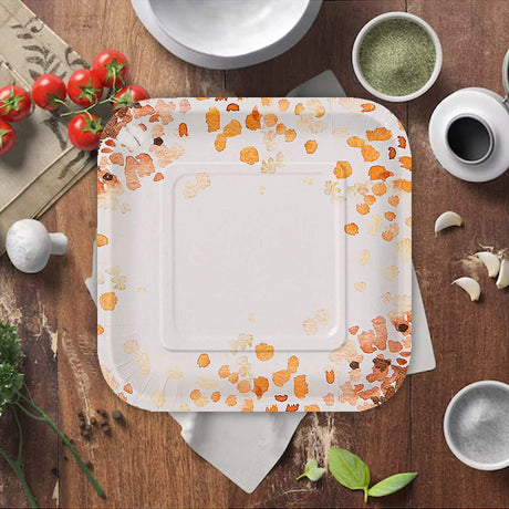 8 Count Fall Leaf Paper Dessert Plates 7 Inch Square Autumn Wedding Thanksgiving Party Supplies