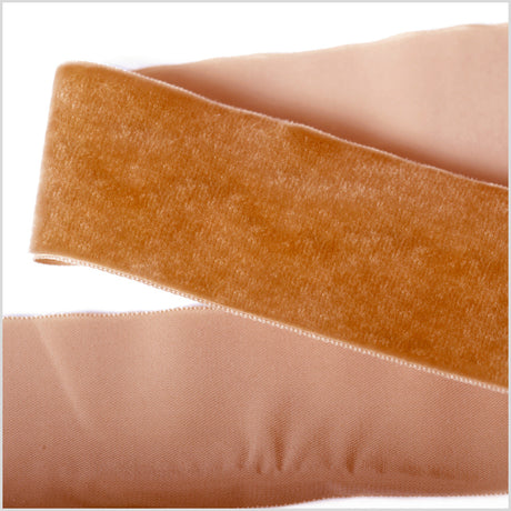 Single Faced Velvet Ribbon Made in Italy - 2" - Coffee - Sabine Collection