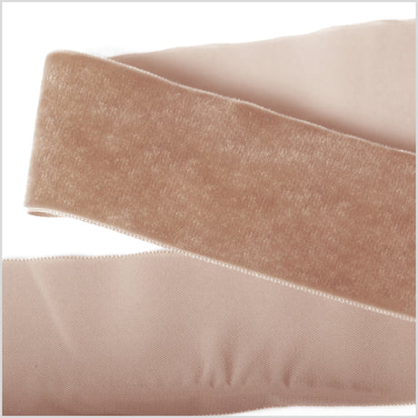 Single Faced Velvet Ribbon Made in Italy - 2" - Beige - Sabine Collection