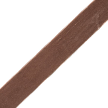 Single Faced Velvet Ribbon Made in Italy - 2" - Dark Tan - Sabine Collection