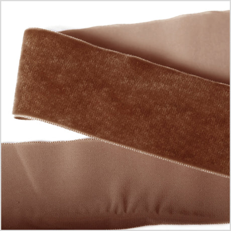 Single Faced Velvet Ribbon Made in Italy - 2" - Light Brown - Sabine Collection