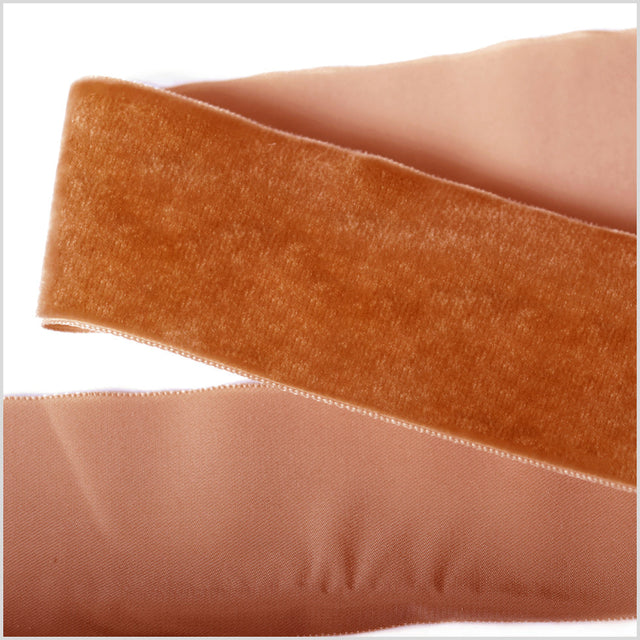 Single Faced Velvet Ribbon Made in Italy - 2" - Tan - Sabine Collection