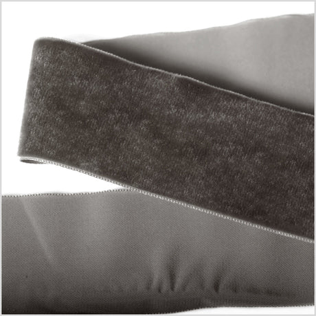 Single Faced Velvet Ribbon Made in Italy - 2" - Pewter - Sabine Collection