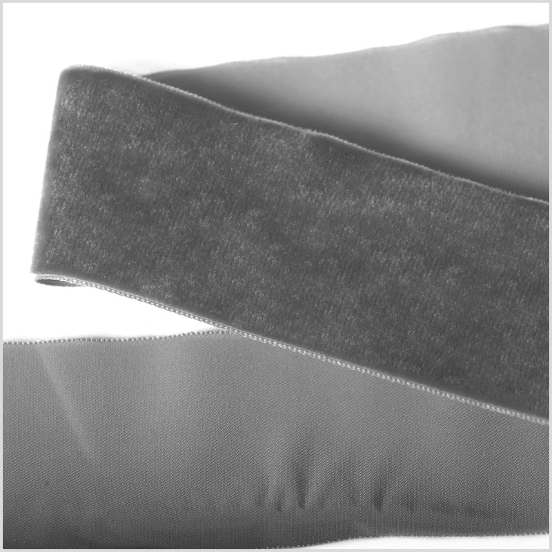 Single Faced Velvet Ribbon Made in Italy - 2" - Dark Gray - Sabine Collection