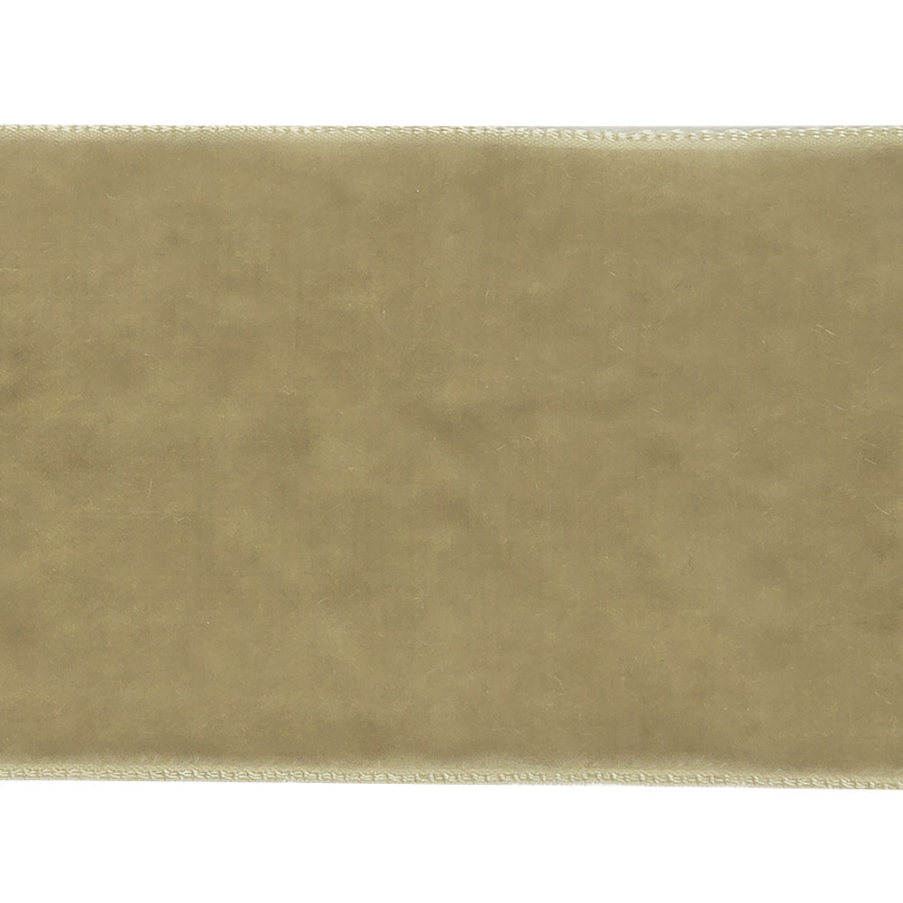 Single Faced Velvet Ribbon Made in Italy - 2" - Khaki - Sabine Collection