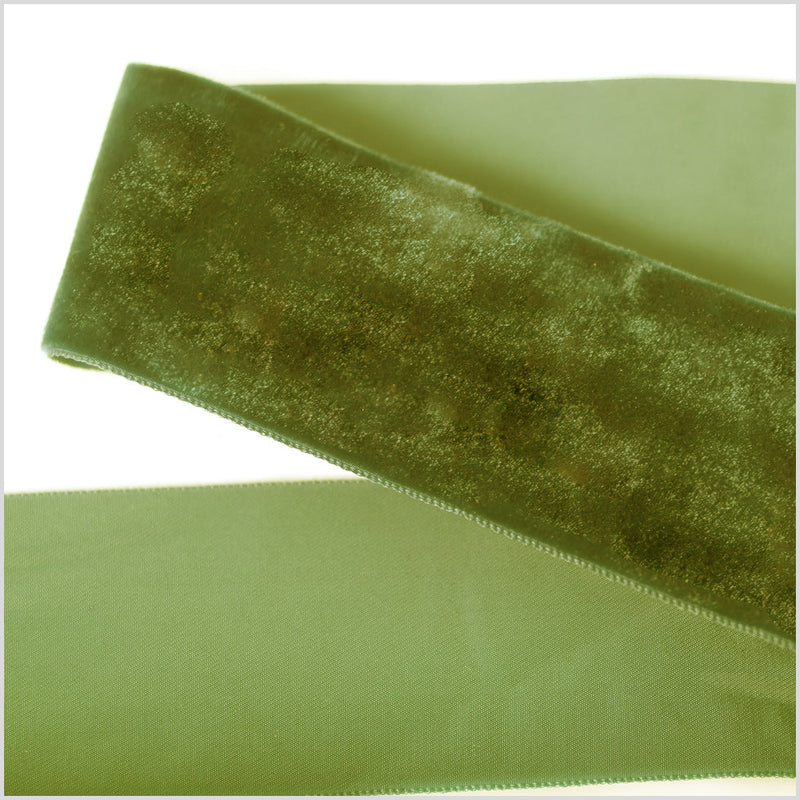 Single Faced Velvet Ribbon Made in Italy - 2" - Moss Green - Sabine Collection