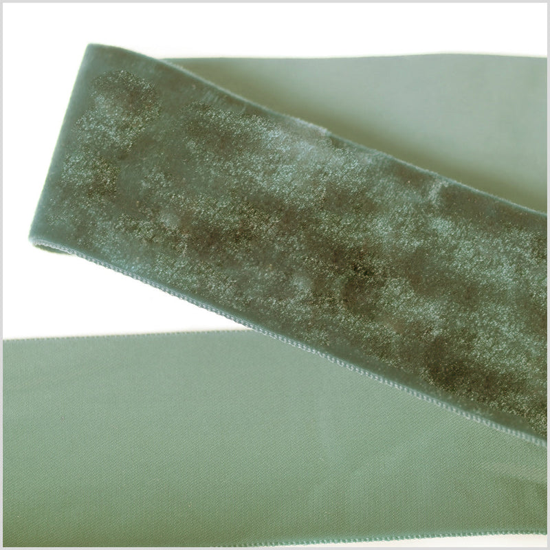 Single Faced Velvet Ribbon Made in Italy - 2" - Light Green - Sabine Collection