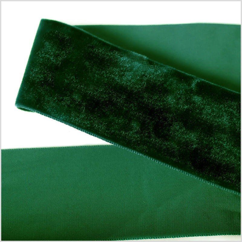 Single Faced Velvet Ribbon Made in Italy - 2" - Dark Green - Sabine Collection