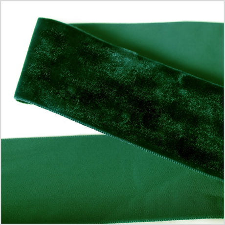 Single Faced Velvet Ribbon Made in Italy - 2" - Dark Green - Sabine Collection