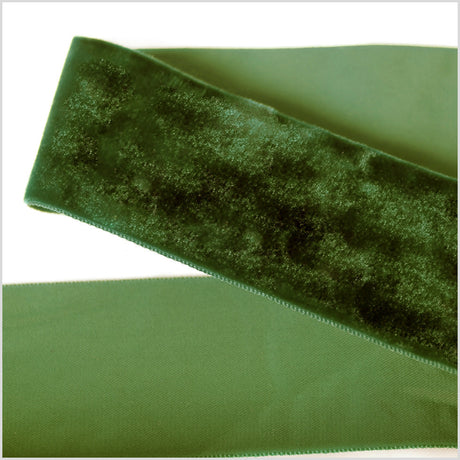 Single Faced Velvet Ribbon Made in Italy - 2" - Hunter - Sabine Collection