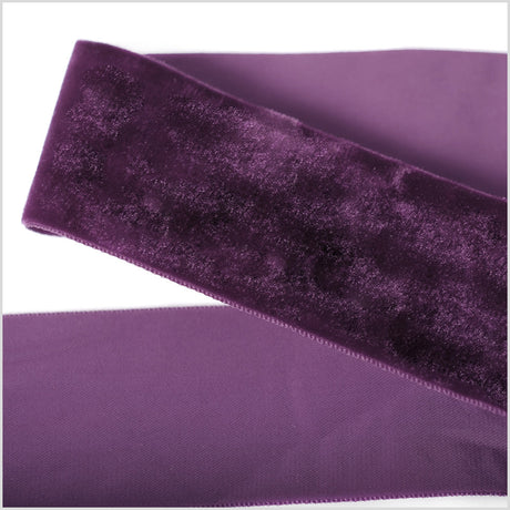 Single Faced Velvet Ribbon Made in Italy - 2" - Dark Grape - Sabine Collection