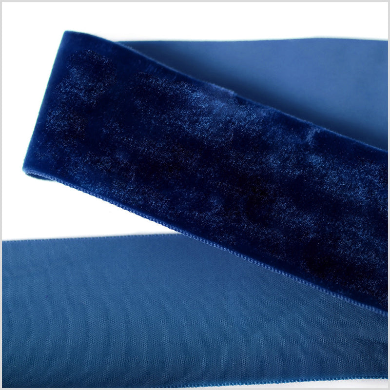 Single Faced Velvet Ribbon Made in Italy - 2" - Navy - Sabine Collection
