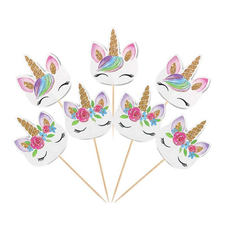 24 Rainbow Unicorn Cupcake Toppers & 25 Unicorn Stickers