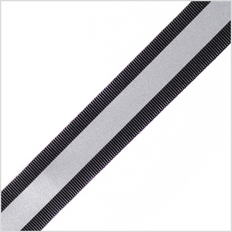 Black/Silver Grosgrain Ribbon - 1"