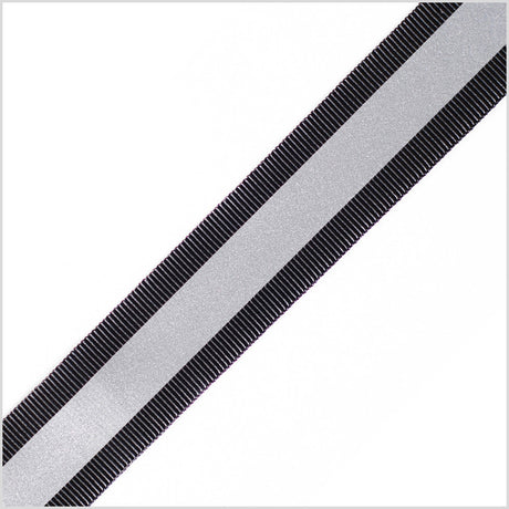 Black/Silver Grosgrain Ribbon - 1"