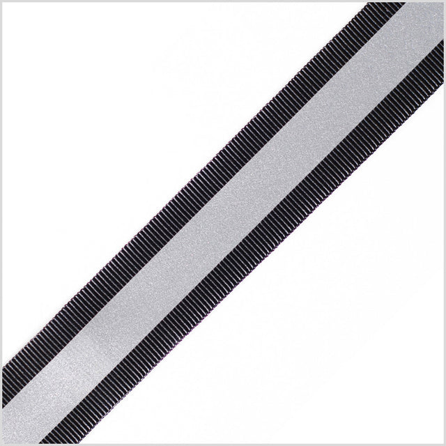 Black/Silver Grosgrain Ribbon - 1"