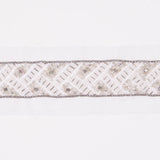 1.5" White/Silver Fancy Beaded Trim