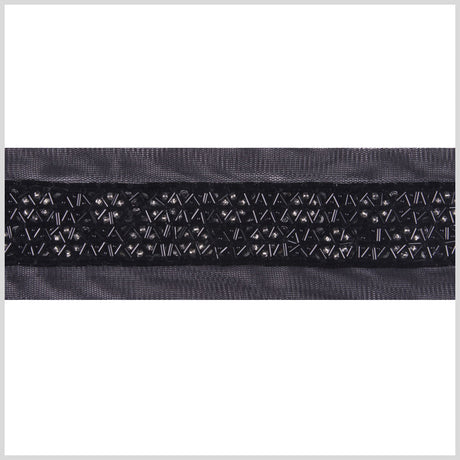 1.125" Black Fancy Beaded Trim