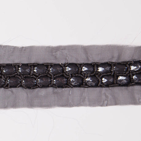 1.5" Black Silk Sequin Beaded Trim