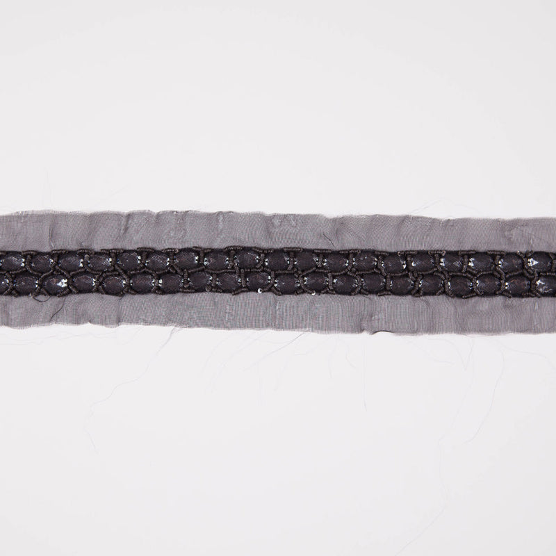 1.5" Black Silk Sequin Beaded Trim