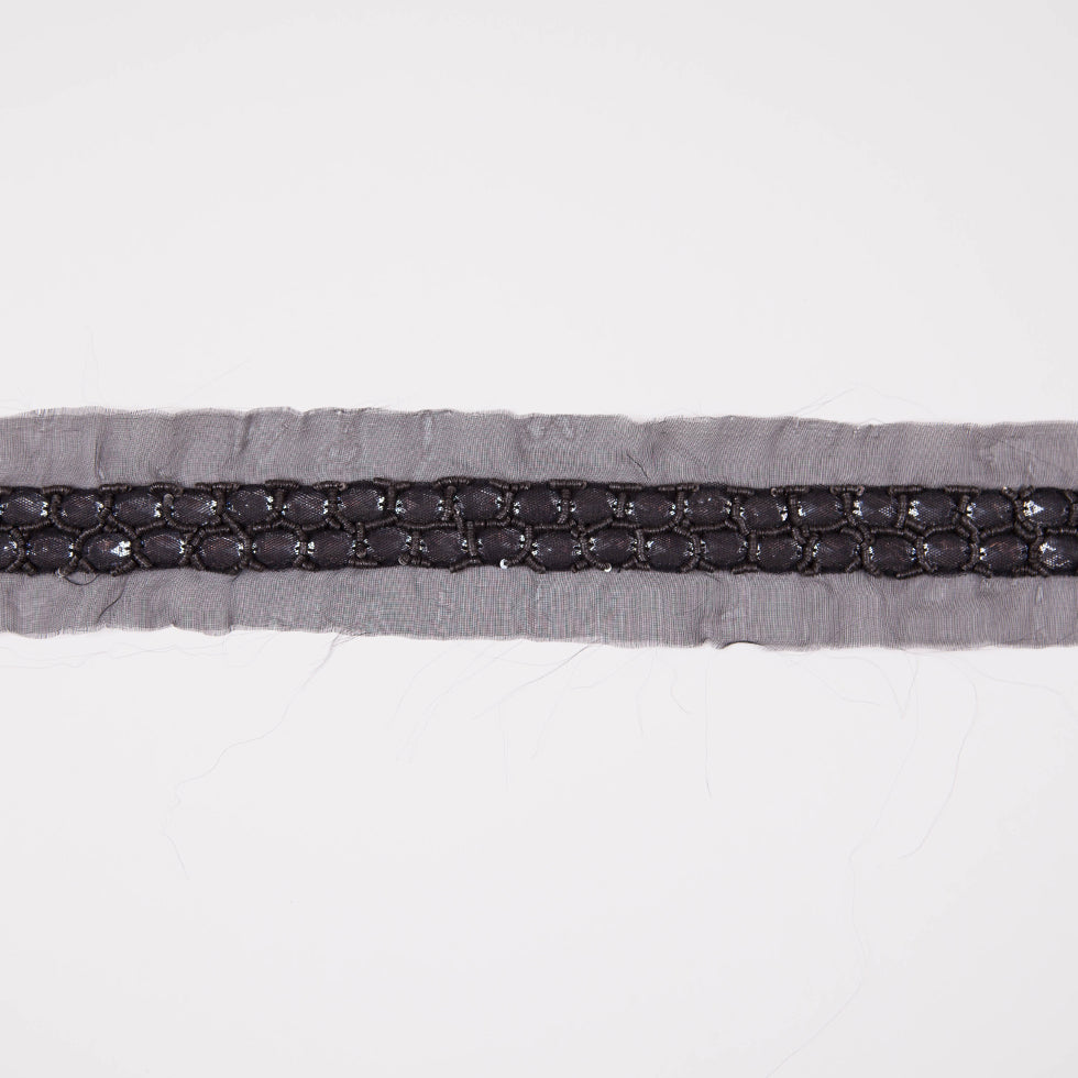 1.5" Black Silk Sequin Beaded Trim