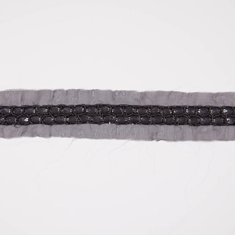 1.5" Black Silk Sequin Beaded Trim