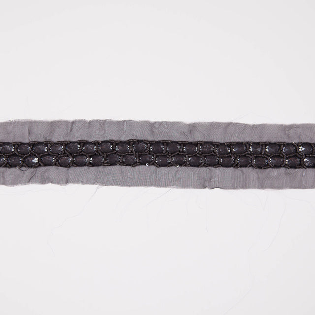1.5" Black Silk Sequin Beaded Trim