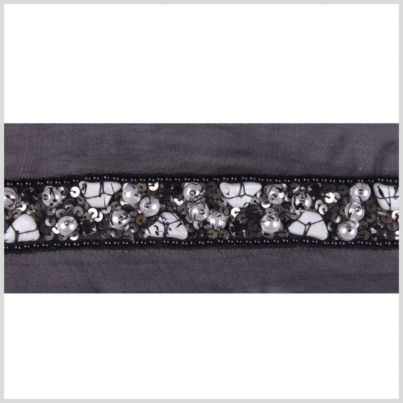 Black/White Silk Sequin Beaded Trim