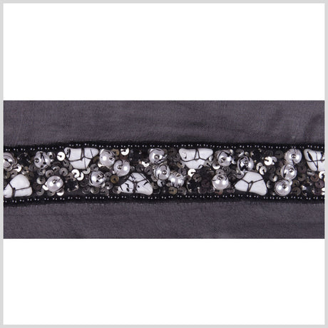 Black/White Silk Sequin Beaded Trim